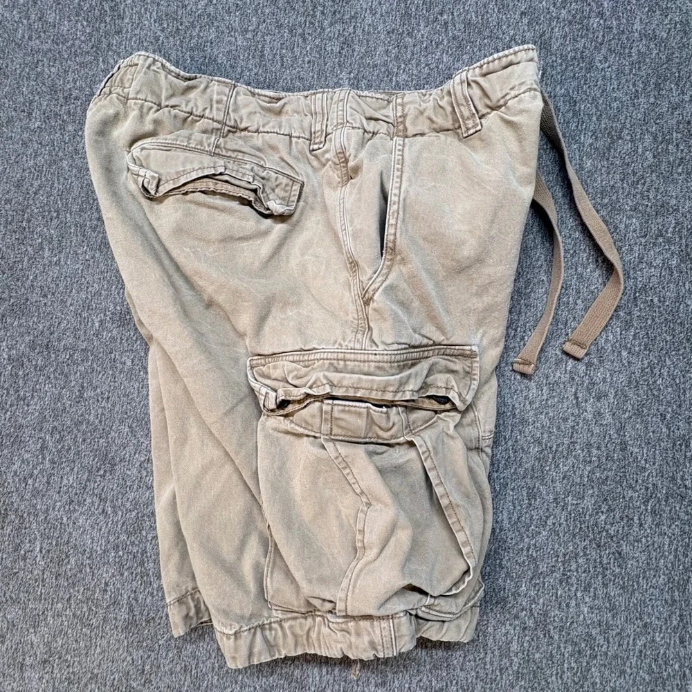 Abercrombie and Fitch Mens Cargo Shorts Tan Khaki Size 31 Drawstring Utility 33W